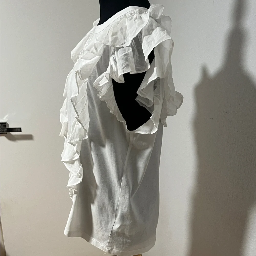 Bea Ruffle Pima Cotton T-shirt - white large - Picture 5 of 5